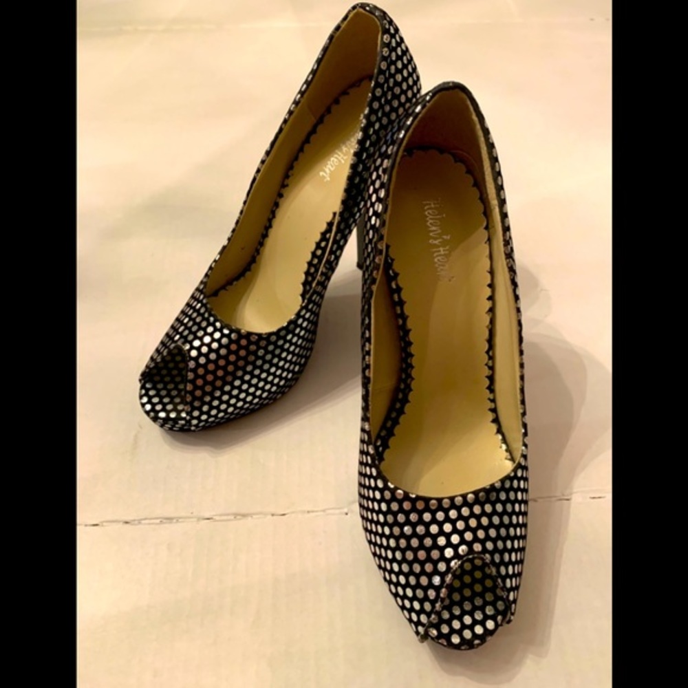 Helen’s Heart Silver and Black Polka Dot Shoes
